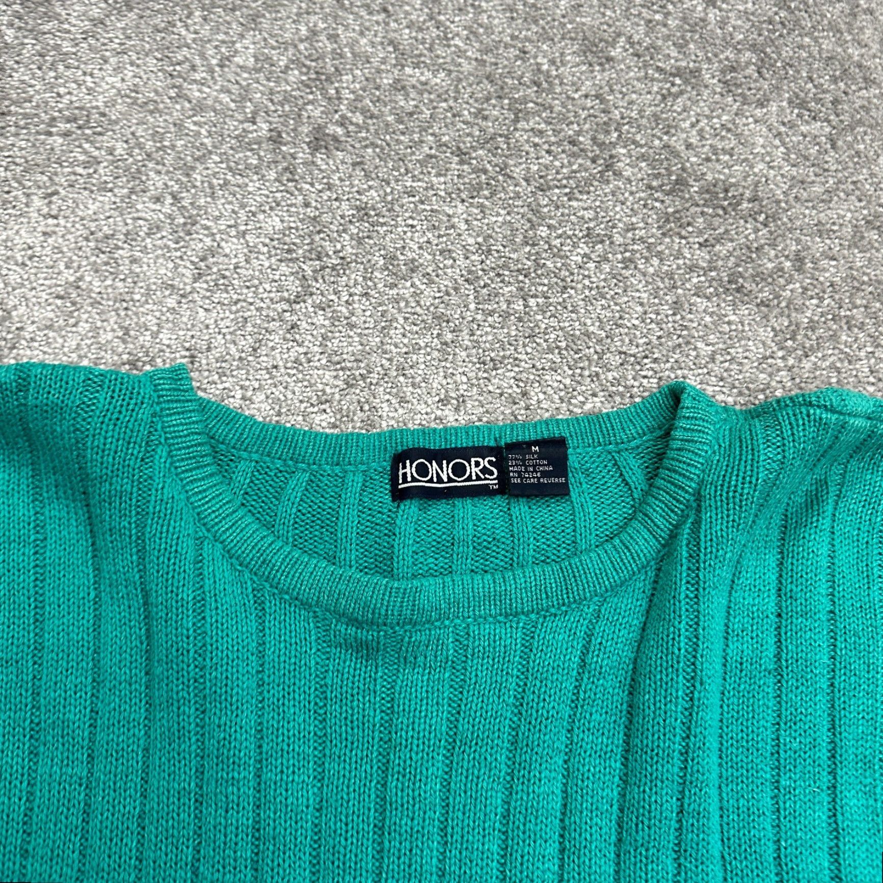 Vintage Honors Pullover Sweater Women's M Green Knit Crew Neck Casual Size M / US 6-8 / IT 42-44 - 3 Thumbnail