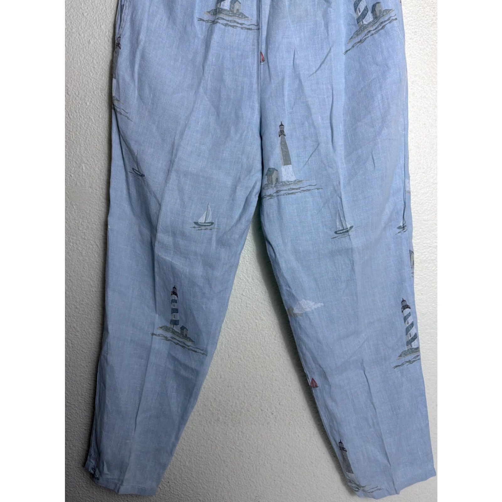 MILLY VINTAGE Valley Linen Pull On Pants Blue M Women Size 32" / US 10 / IT 46 - 2 Thumbnail