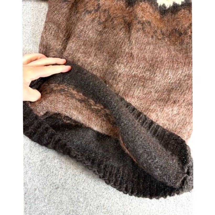 Vintage VINTAGE Lopapeysa Wool Mock Mohair Sweater Mens S Brown Nordic Fair Isle Pullover Regular Size XS? Size US S / EU 44-46 / 1 - 5 Thumbnail