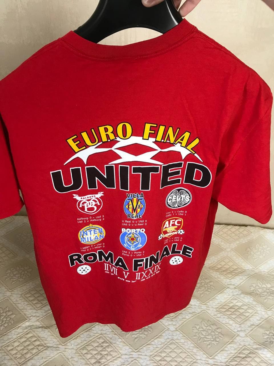 Vintage 🔥 2008 Euro Cup Final Roma United Inter Barcelona T Shirt Size US XL / EU 56 / 4 - 7 Thumbnail