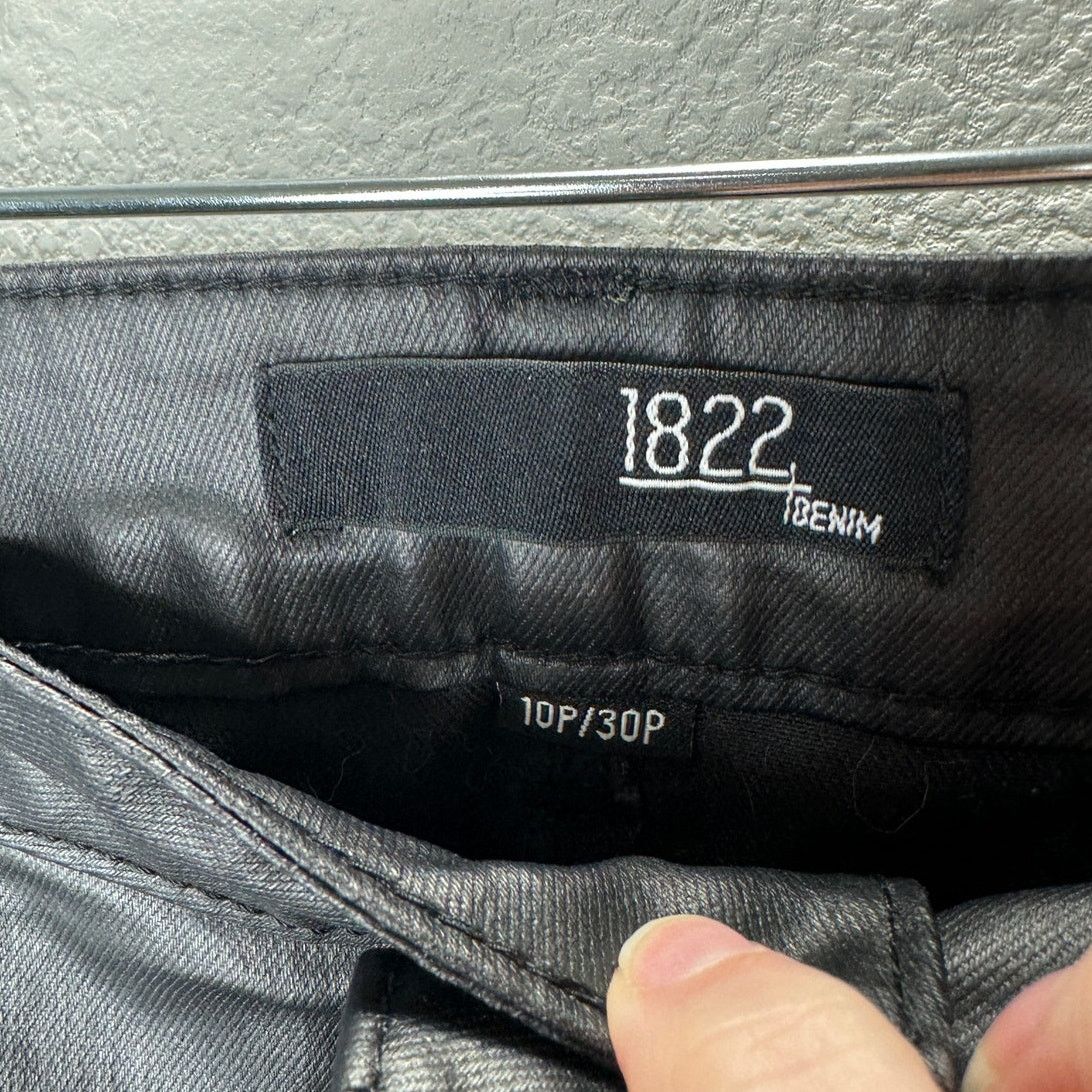 Other 1822 Denim Black Shimmer Leatherette Skinny Pant 30 P / 10 P Size 32" / US 10 / IT 46 - 6 Thumbnail
