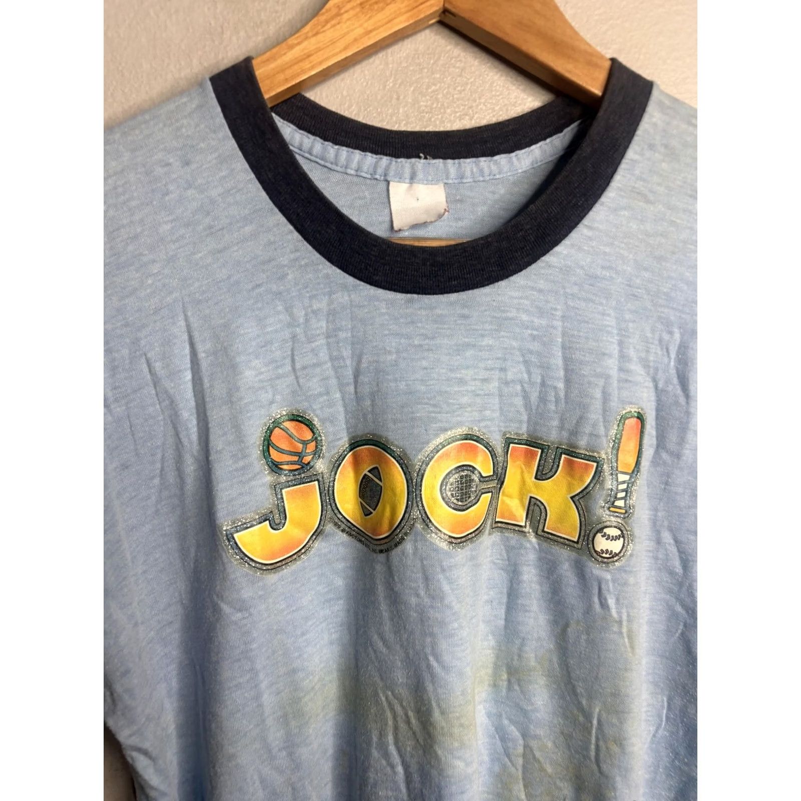 Vintage VINTAGE JOCK! Shirt Mens Small Blue Graphic Print Tee T-Shirt Sports 80s Mens Size US S / EU 44-46 / 1 - 2 Thumbnail