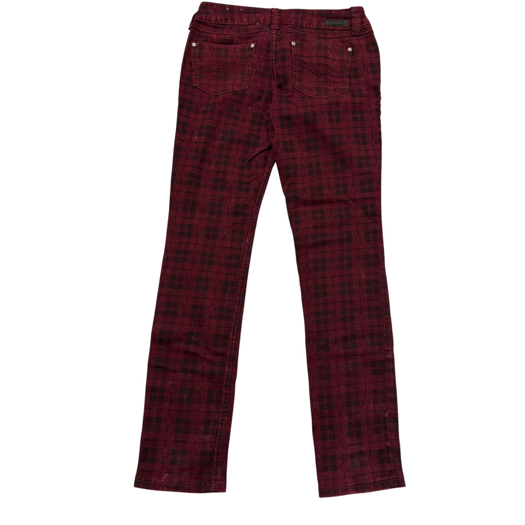 Almost Famous Vtg Almost Famous Stretchy Maroon Black CHECKER Grunge Jeans Size 32" / US 10 / IT 46 - 3 Thumbnail