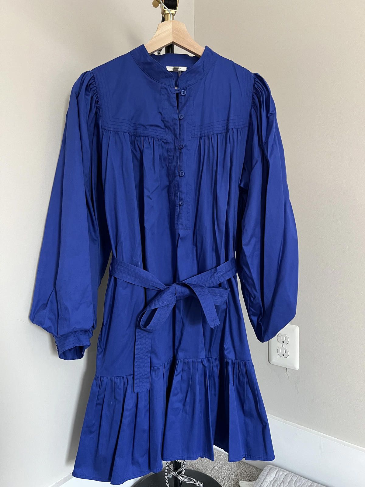 Other Tyler Boe Royal Blue Puff Sleeve Tie Waist Mini Dress Size M / US 6-8 / IT 42-44 - 1 Thumbnail