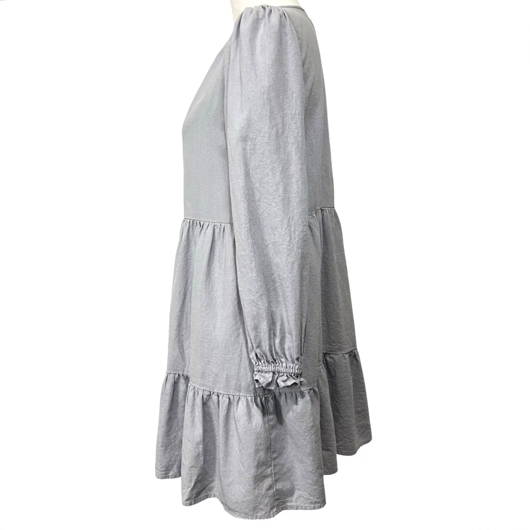 Cynthia Rowley Cynthia Rowley Dress Linen Blend Tiered Sleeveless Split Neck Women’s Sz Small Purple Knee Length Side? (Note: placeholder) Size S / US 4 / IT 40 - 4 Thumbnail