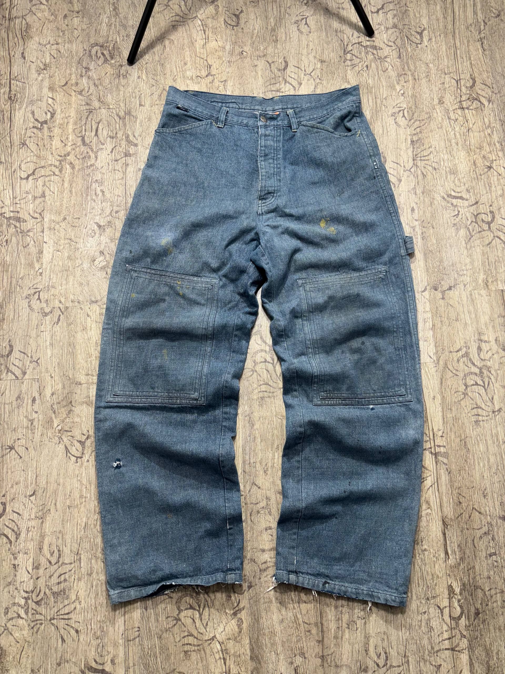 Mambo VTG Mambo Y2K Baggy Painted Carpenter Double Knee Jeans Size US 34 / EU 50 - 1 Thumbnail