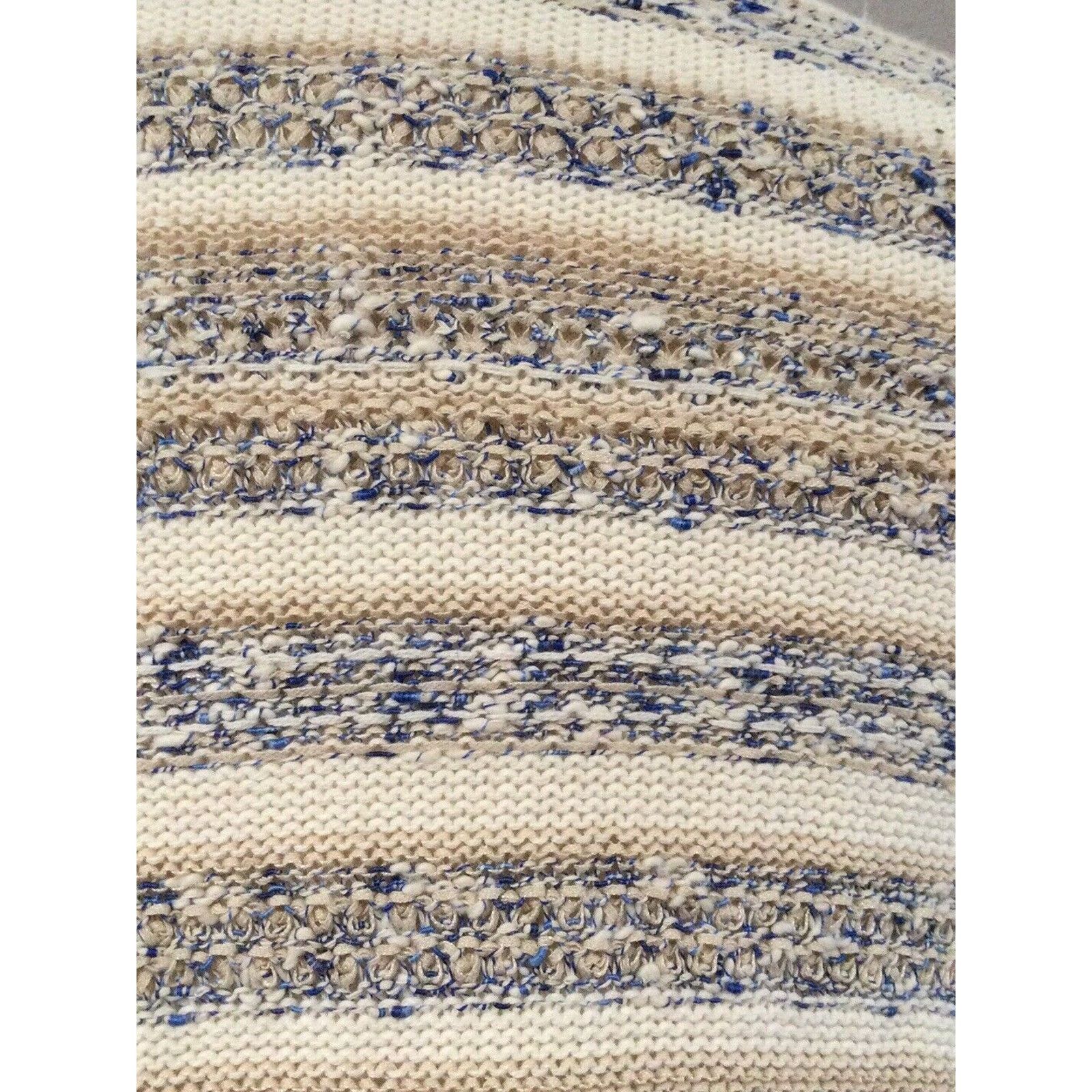Chicos Chico's Fringe Tan Blue & White Knit Cardigan Size 0/S/4 Size S / US 4 / IT 40 - 12 Thumbnail