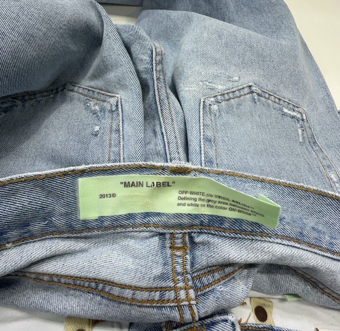 Off-White Off-White blue letter print denim pants Size US 29 - 6 Thumbnail