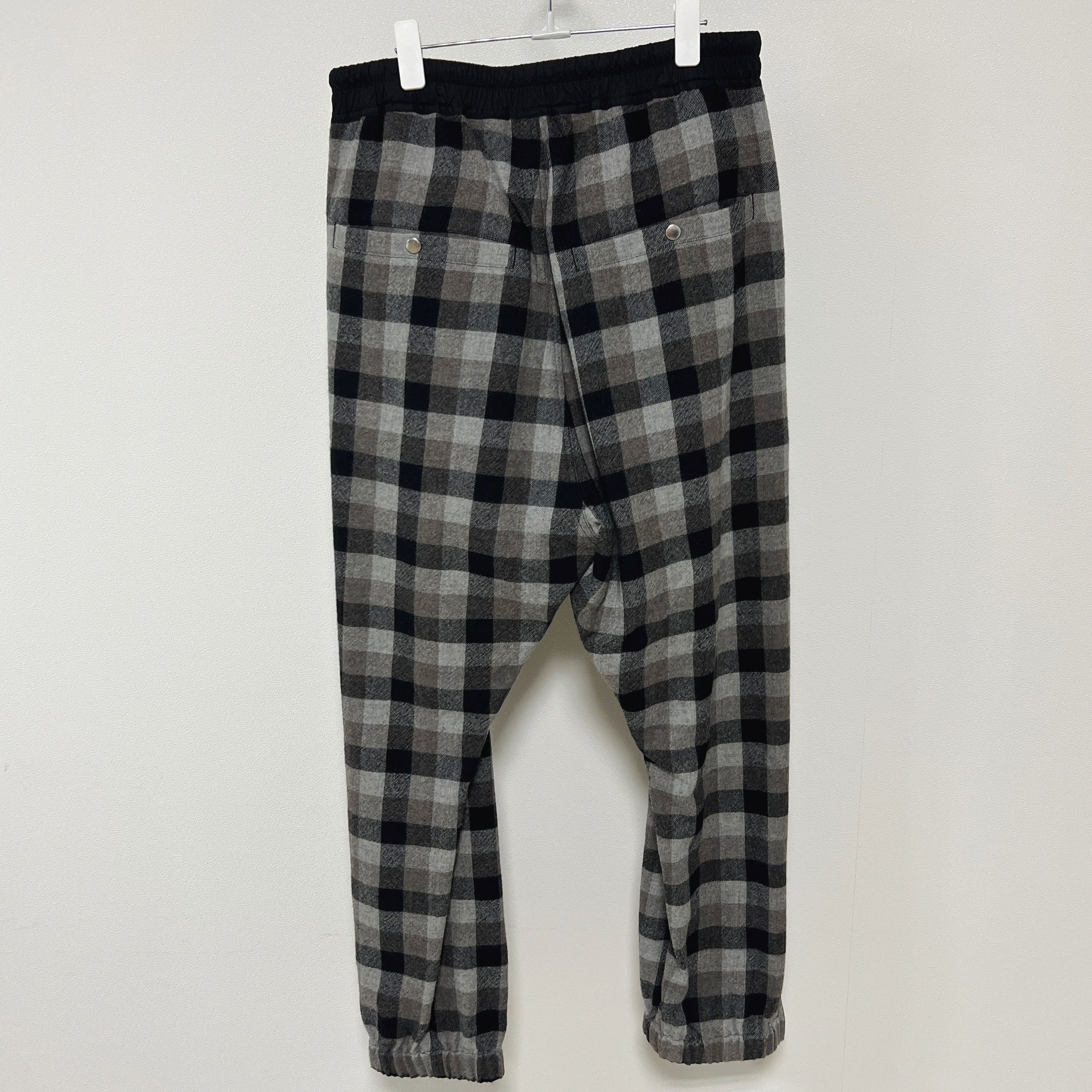 Rick Owens Rick Owens FW19 "LARRY" Drawstring Black Plaid Track Pants Size US 34 / EU 50 - 2 Thumbnail