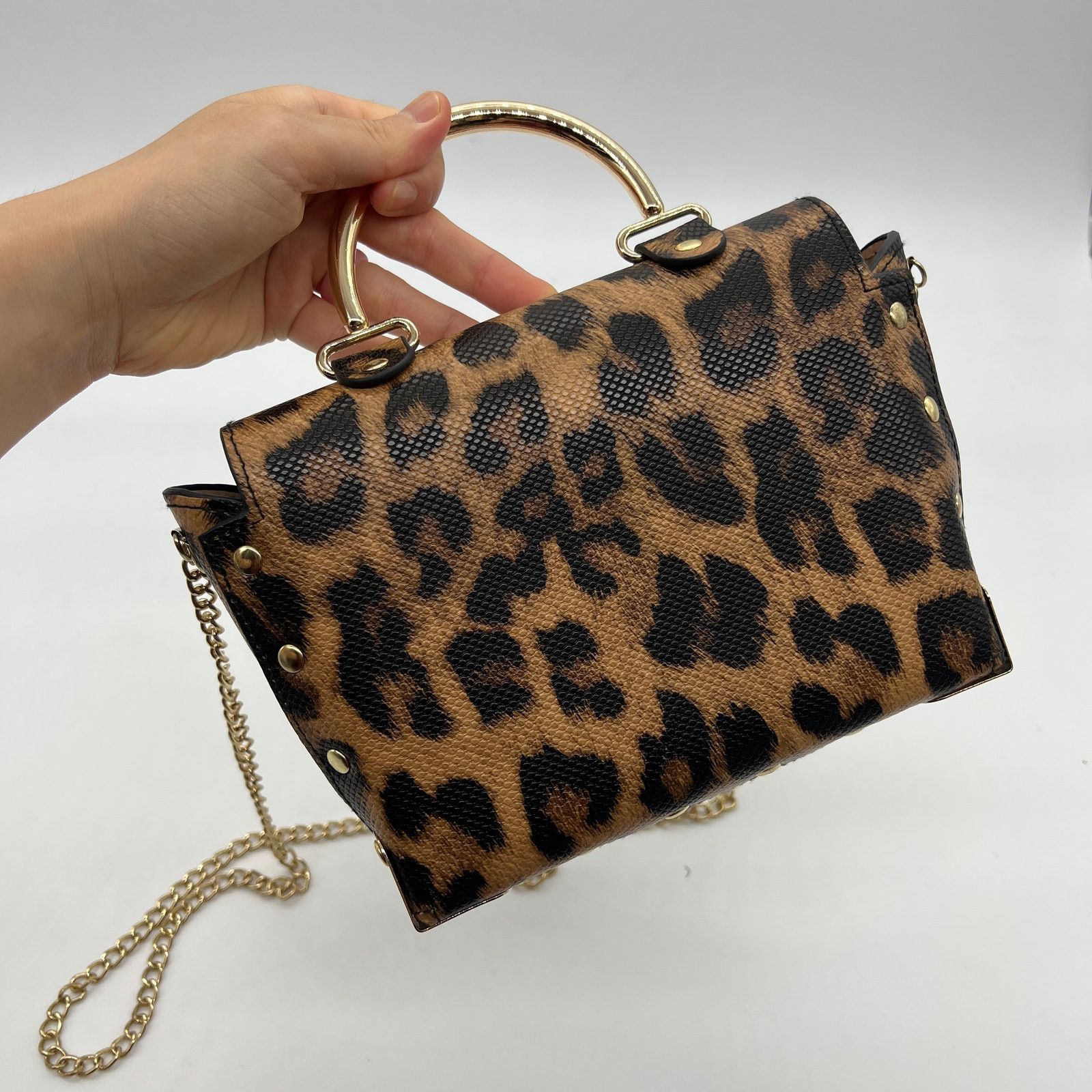 Other Womens Crossbody Bag Brown Leopard Chain Strap Small Purse Size ONE SIZE - 3 Thumbnail