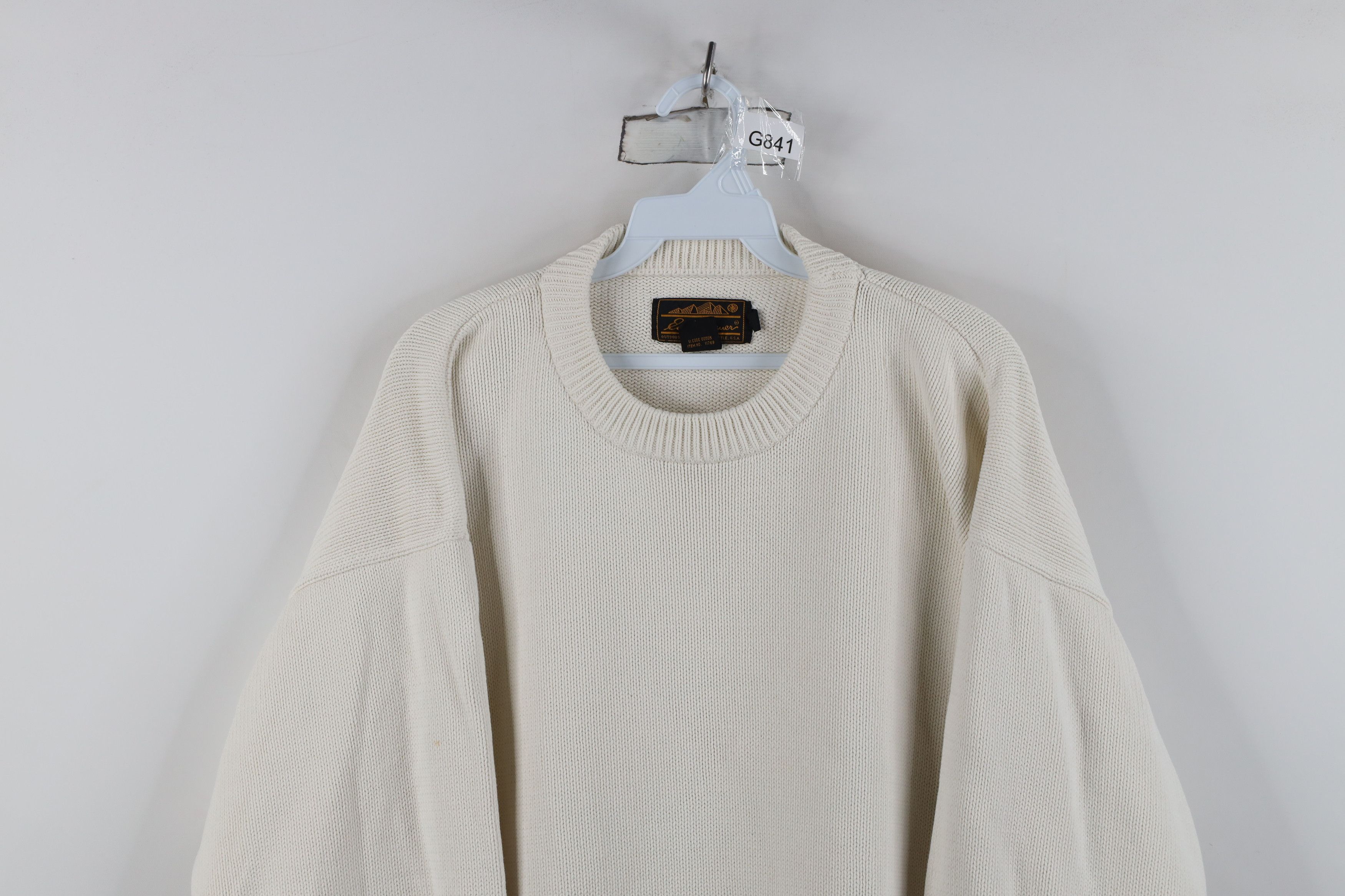 Eddie Bauer Vintage 90s Eddie Bauer Heavyweight Knit Sweater Off White Size US XL / EU 56 / 4 - 2 Thumbnail