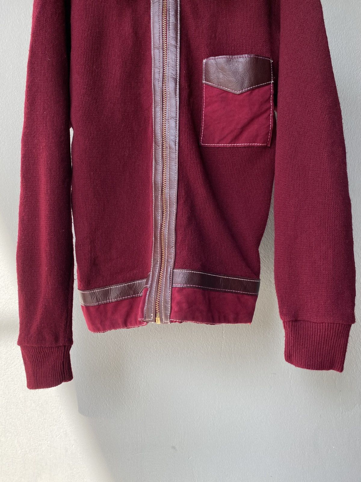 Vintage VIRGIN ORLON ACRYLIC Red Silk Shirt with Brown Leather Trim Size US S / EU 44-46 / 1 - 15 Thumbnail