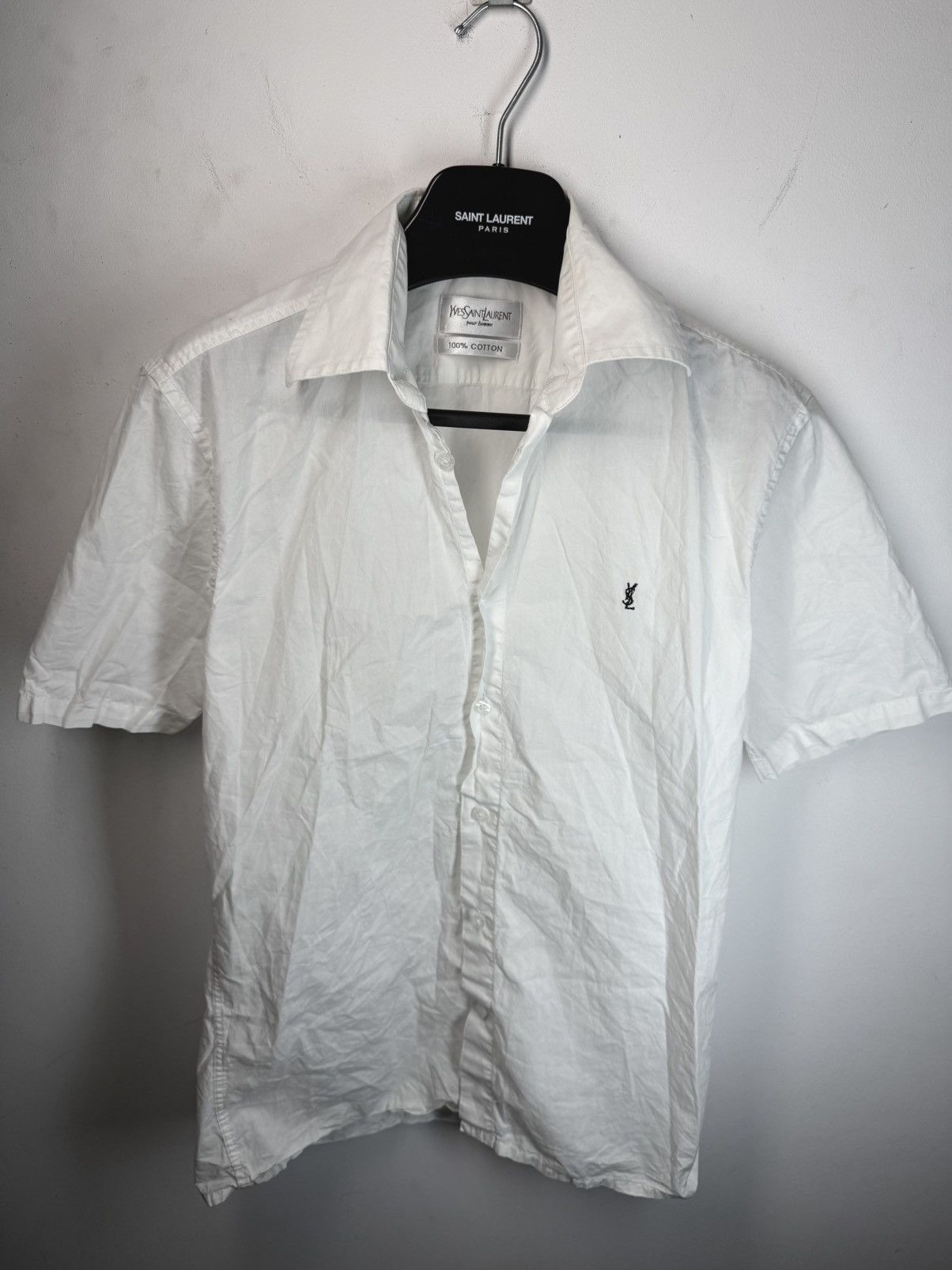 Yves Saint Laurent White YSL Shirt Summer Cotton Size US S / EU 44-46 / 1 - 2 Thumbnail
