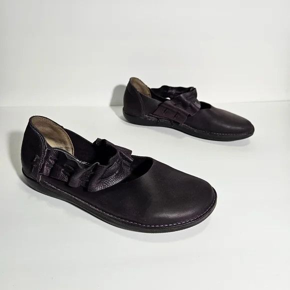 Other Loints of Holland Purple Nubuck Leather Ruffle Mary Jane Fl Size US 8 / IT 38 - 1 Thumbnail