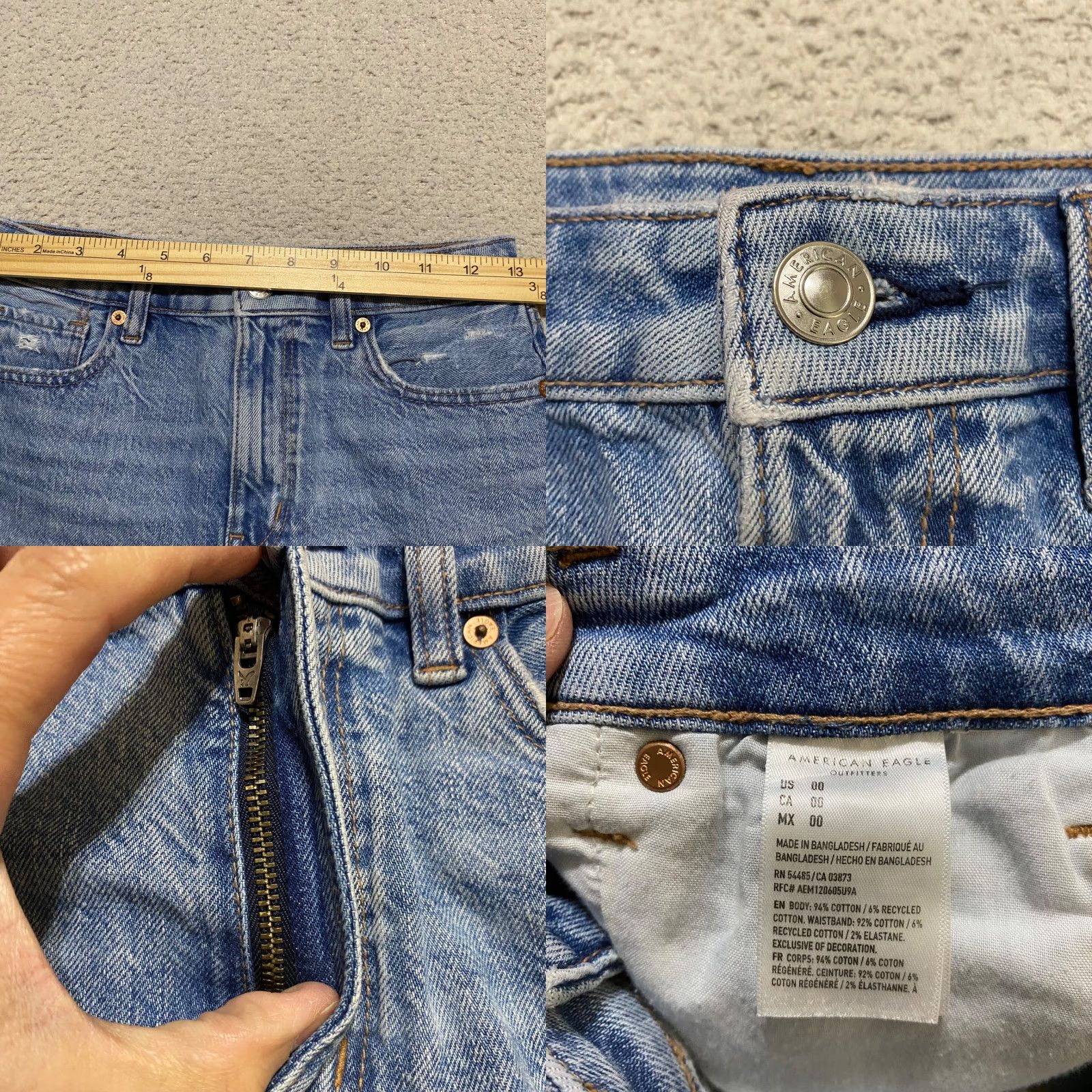 American Eagle Outfitters American Eagle Womens 00 Jean Shorts Blue Denim Distressed Baggy Mom Inseam 4" Size 24" / US 00 / IT 34 - 8 Thumbnail