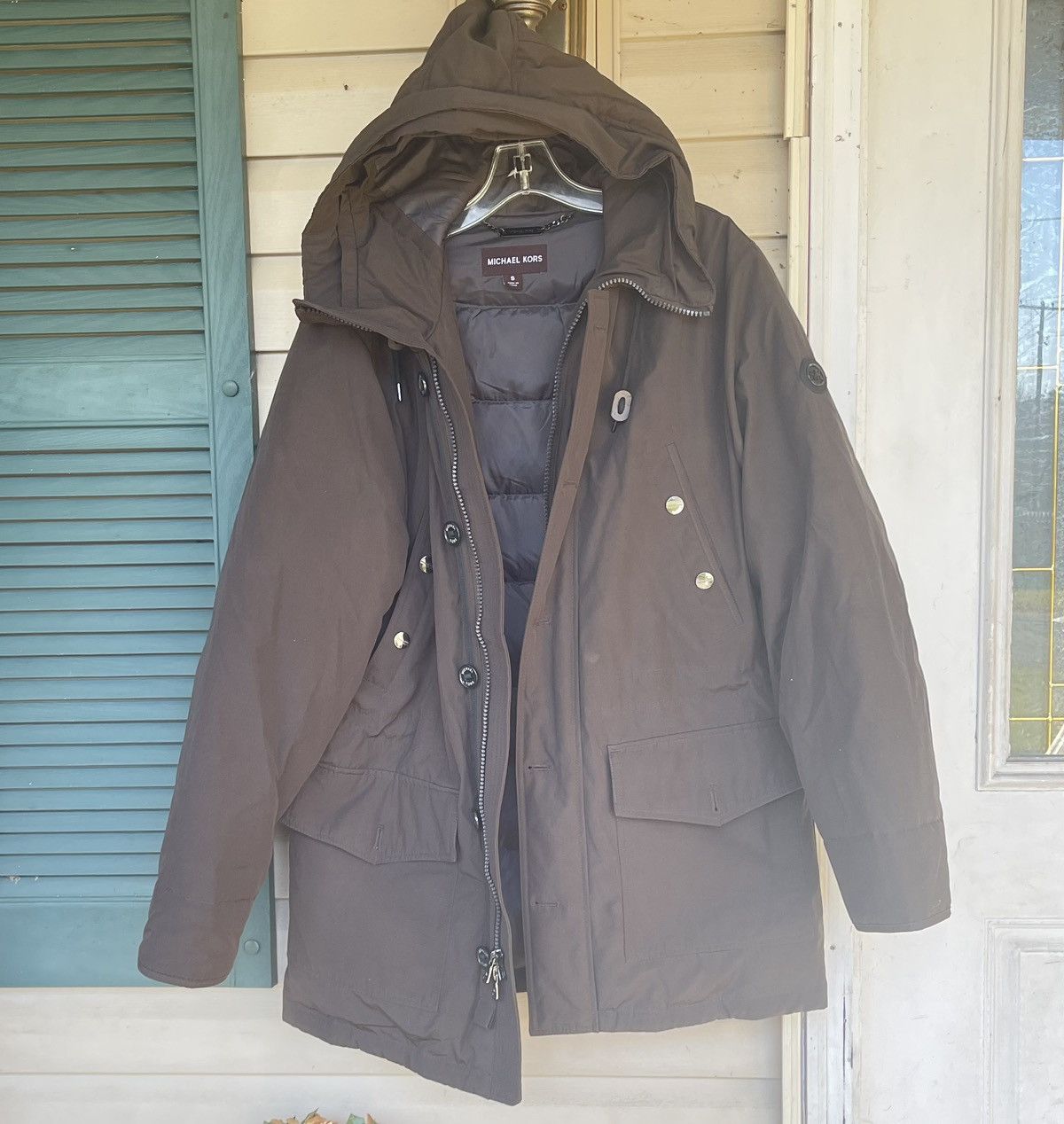 image of Michael Kors Winter Parka Coat in Brown, Men's (Size Small)