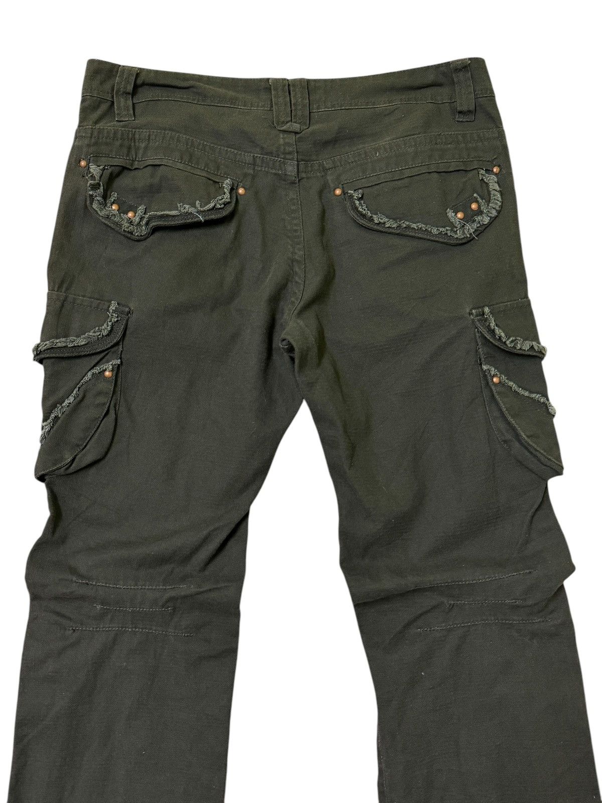 Japanese Brand Vintage Flare Oilcake Bondage Studded Pocket Cargo Pant Size US 33 - 10 Thumbnail