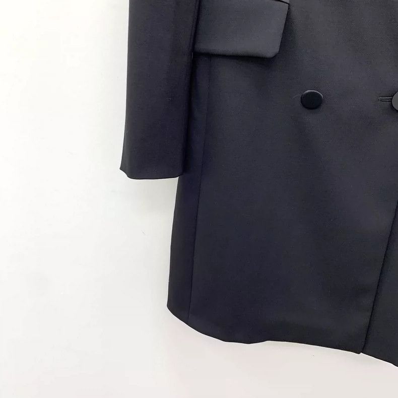 Max Mara Max Mara Black sheep wool lapel double-breasted casual lon Size XS / US 0-2 / IT 36-38 - 4 Thumbnail