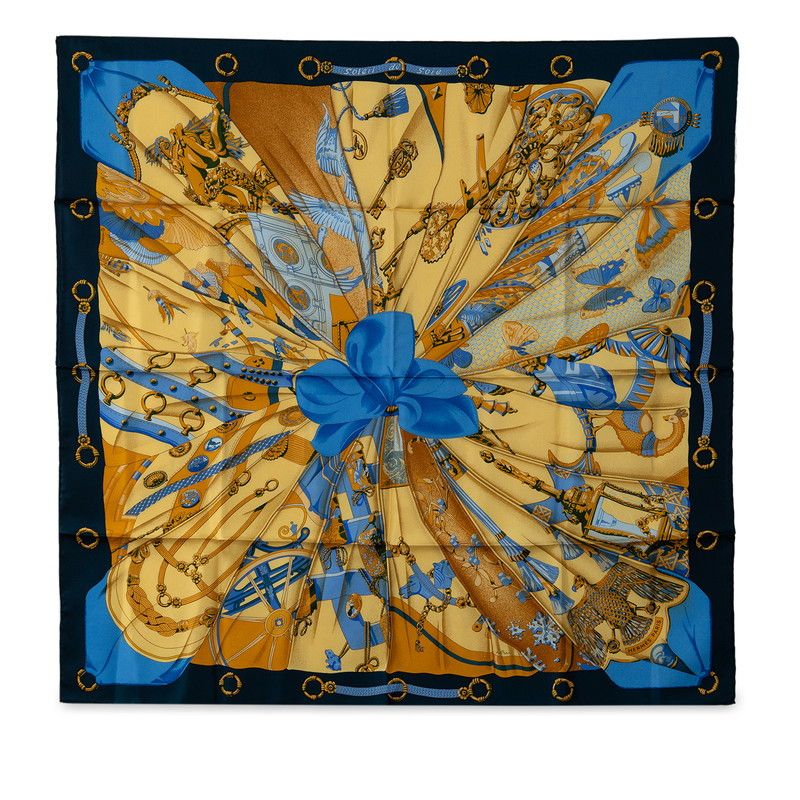 image of Hermes Carré Soleil De Soie Silk Scarf in Blue, Women's