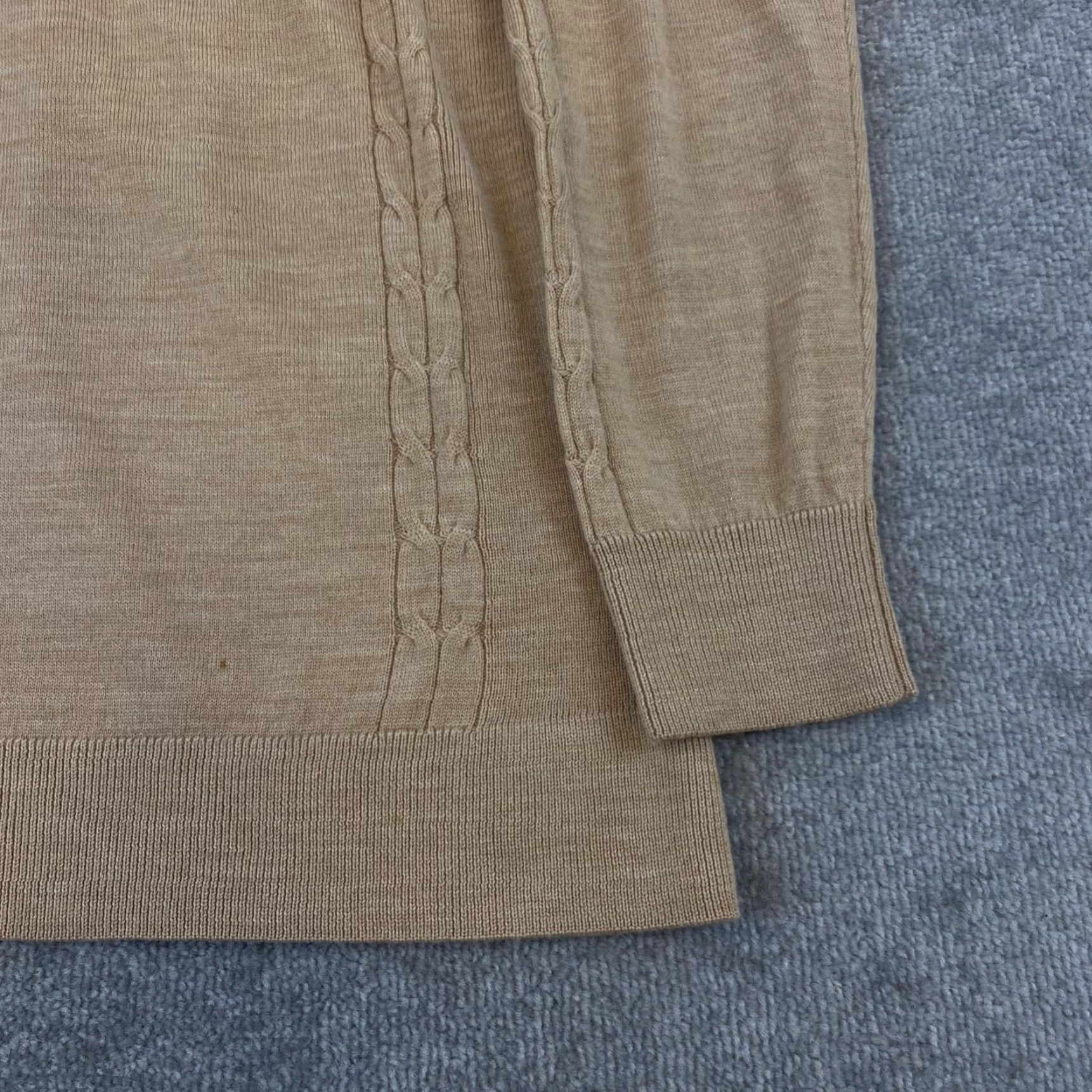 Orvis VINTAGE Orvis Sweater Mens XL Brown Cable Knit Wool 1/4 Zip Pullover Fall Winter Men's Size US XL / EU 56 / 4 - 4 Thumbnail