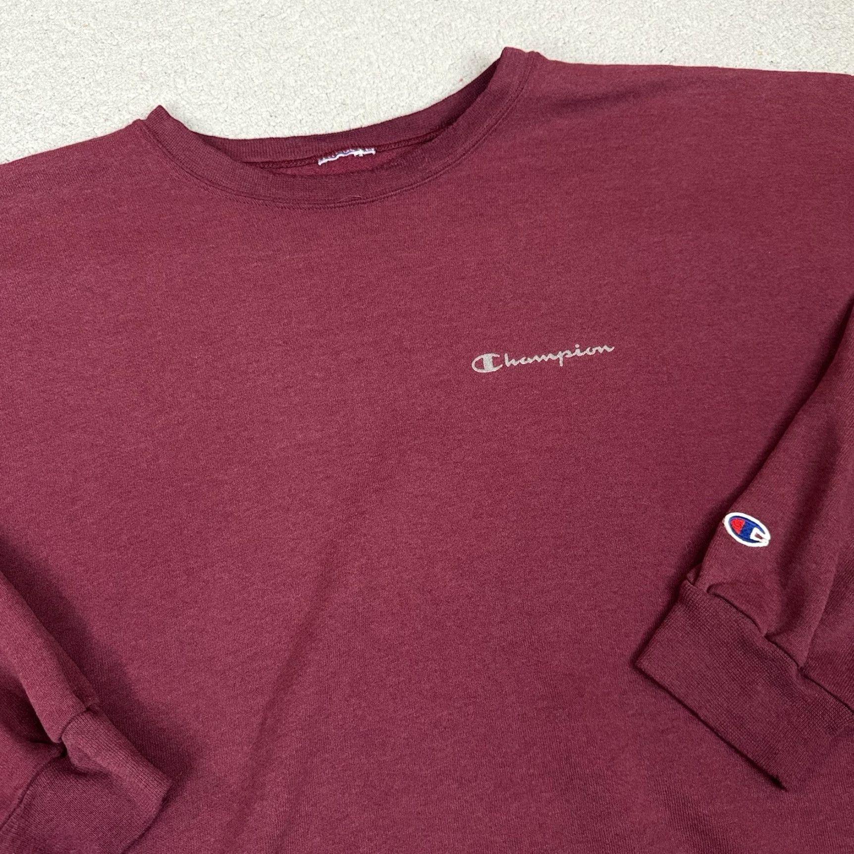 Champion VINTAGE Champion Sweatshirt Men XL Red Burgundy Distressed Crewneck Faded 90s Pullover Size US XL / EU 56 / 4 - 2 Thumbnail