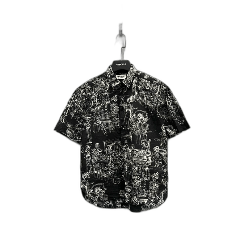 Saint Laurent Paris Saint Laurent Skull Print Short Sleeve Shirt- Size US M / EU 48-50 / 2 - 1 Thumbnail
