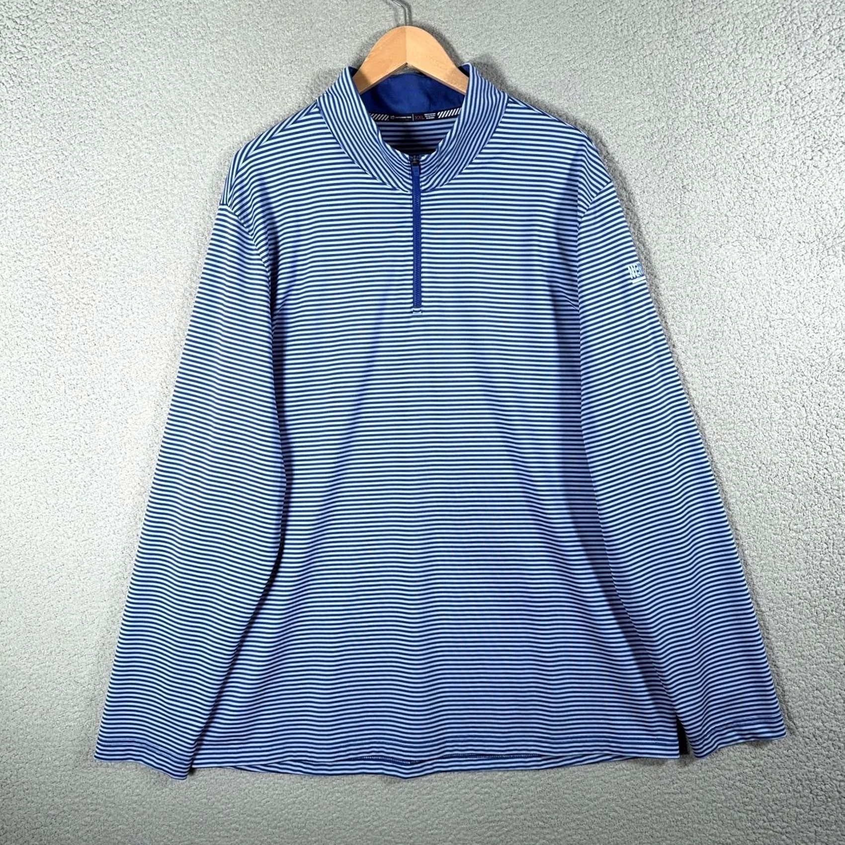 Southern Tide Southern Tide Pullover Mens 2XL Blue Striped Quarter Zip Performance Golf T3 Size US XXL / EU 58 / 5 - 2 Thumbnail