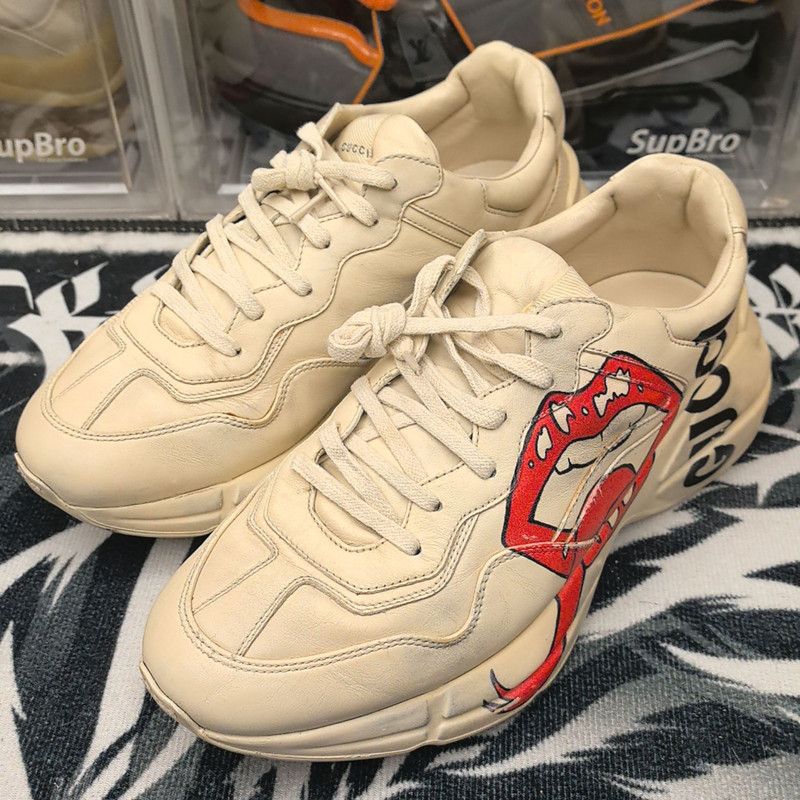 Gucci Gucci Rhyton Leather Lips Print Casual Sneakers 0079 Size US 8.5 / EU 41-42 - 1 Thumbnail