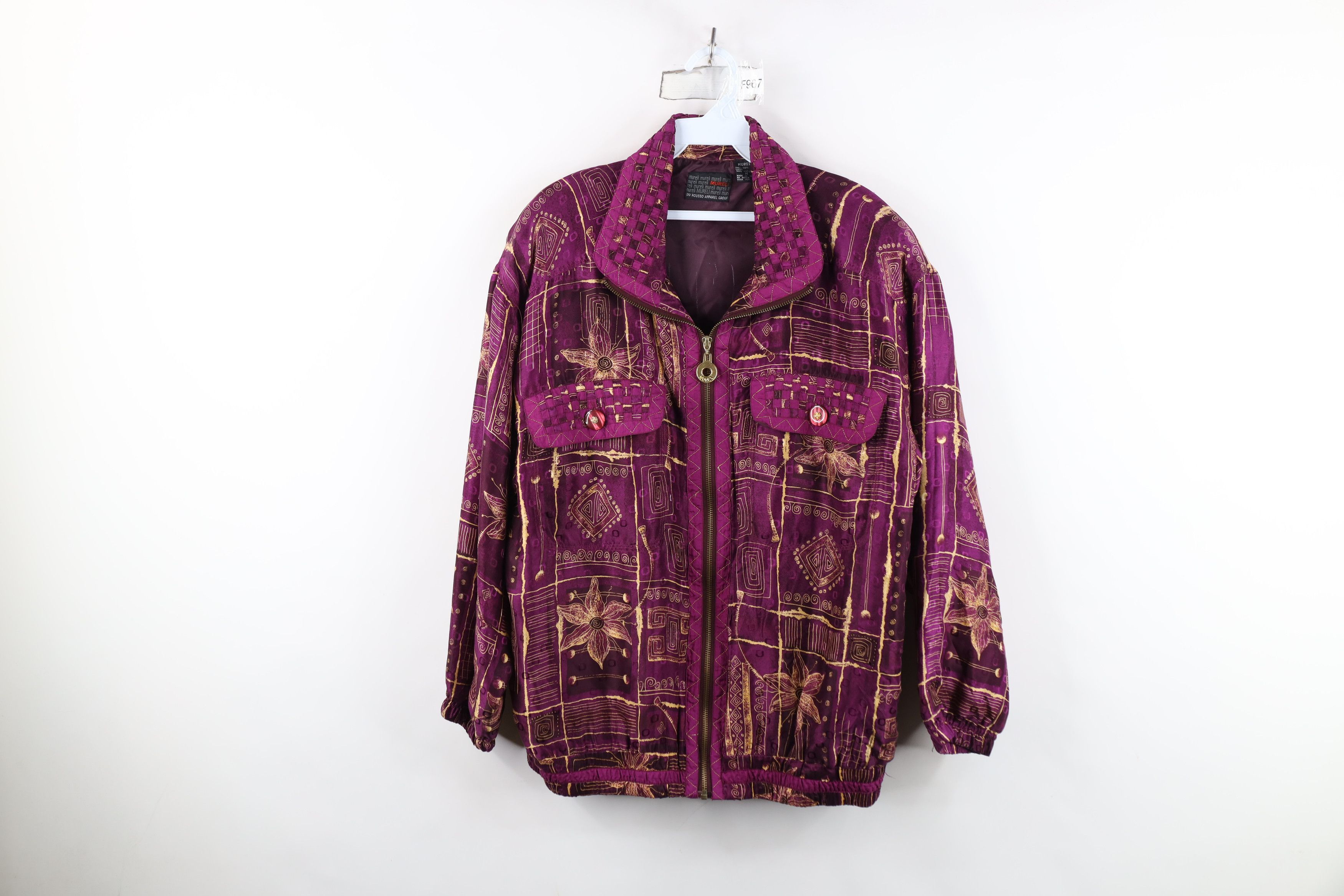 Vintage Vintage 90s Streetwear Flower Silk Full Zip Bomber Jacket Size M / US 6-8 / IT 42-44 - 1 Thumbnail