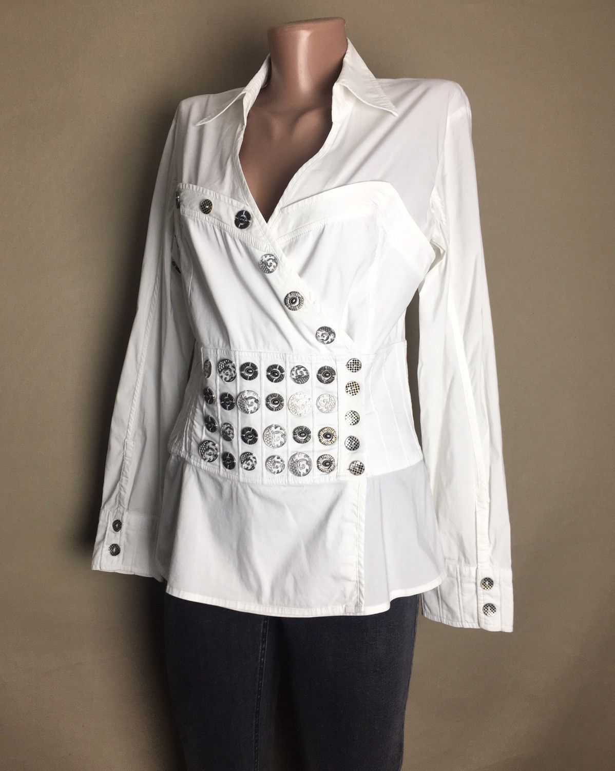 Other Save the Queen Cotton Metal Buttons Womens Blouse Shirt L Size L / US 10 / IT 46 - 2 Thumbnail
