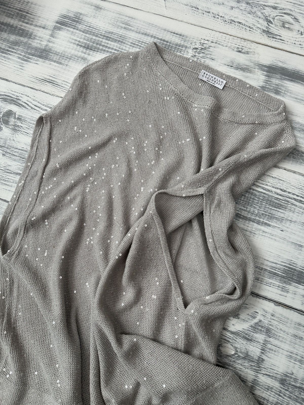 Brunello Cucinelli BRUNELLO CUCINELLI Linen Silk Sequins Sleeveless Sweater Size M / US 6-8 / IT 42-44 - 12 Thumbnail
