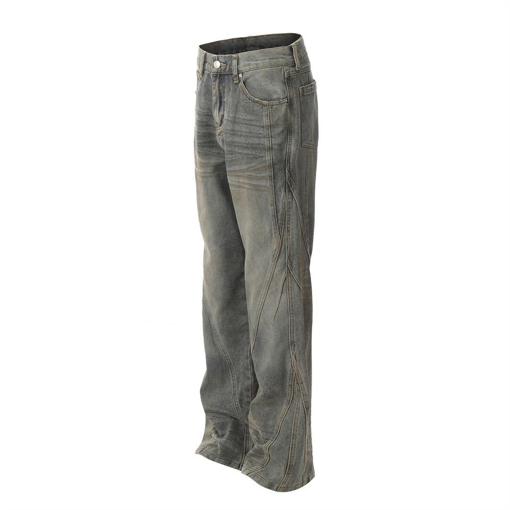 Japanese Brand × Jean Washed distressed punk loose split stitching straight jeans Size US 32 / EU 48 - 2 Thumbnail