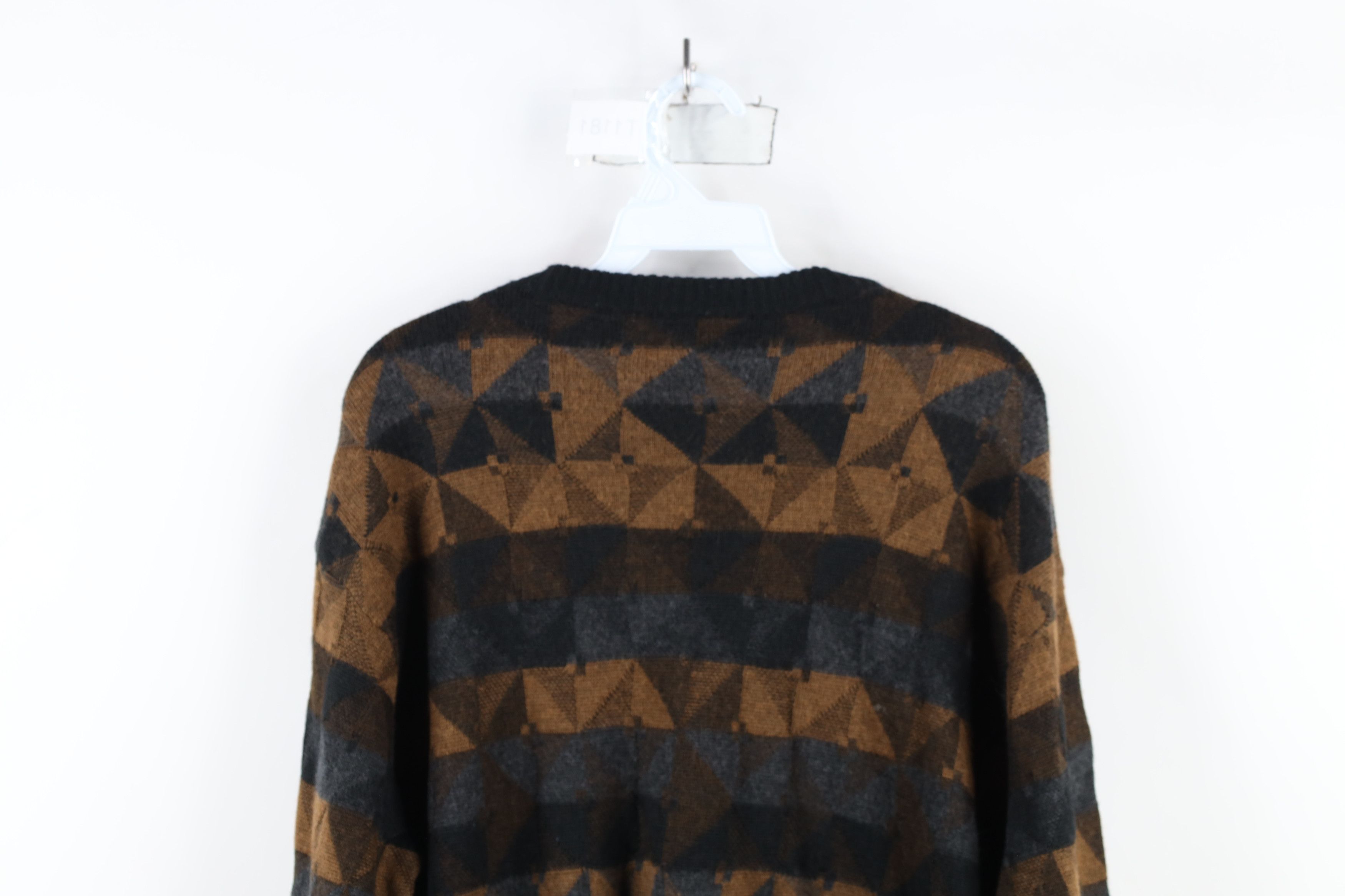 Vintage Vintage 90s Coogi Style Earth Tone Checkered Knit Sweater Size US L / EU 52-54 / 3 - 9 Thumbnail