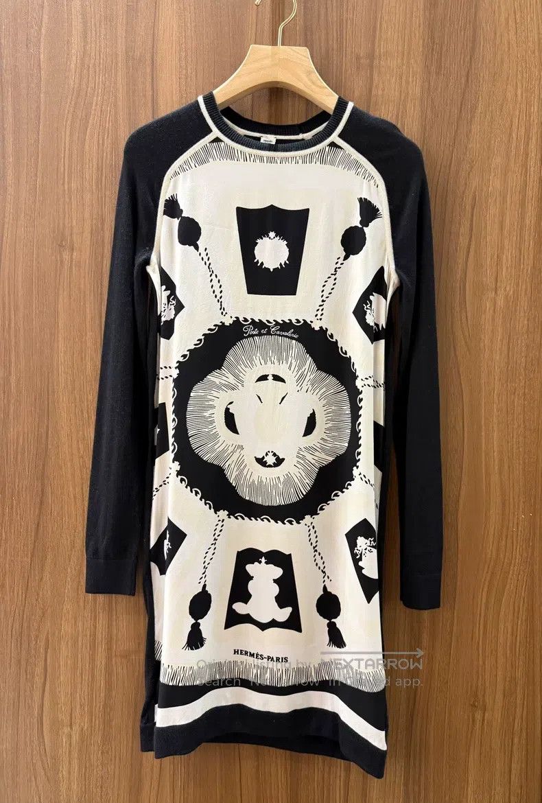 Hermes Hermes Black and white color block geometric print dress Size XXS / US 00 / IT 34 - 1 Thumbnail