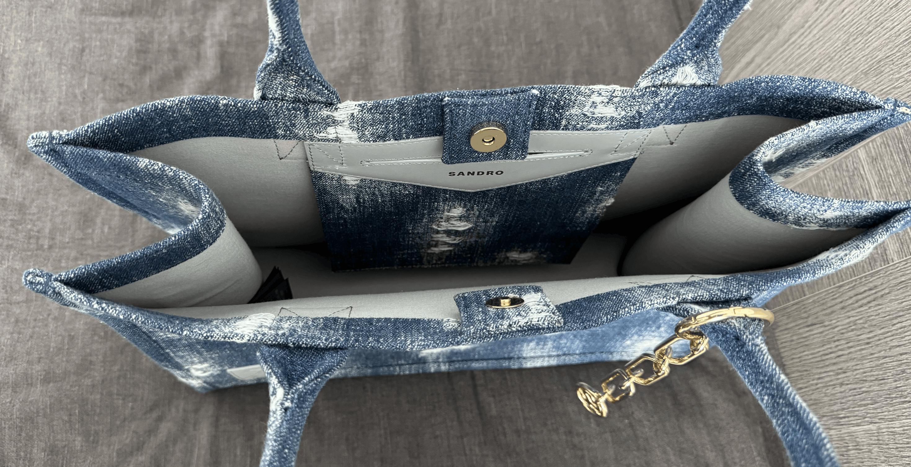 Sandro Sandro Kasbah Distressed Denim Tote Size ONE SIZE - 5 Thumbnail