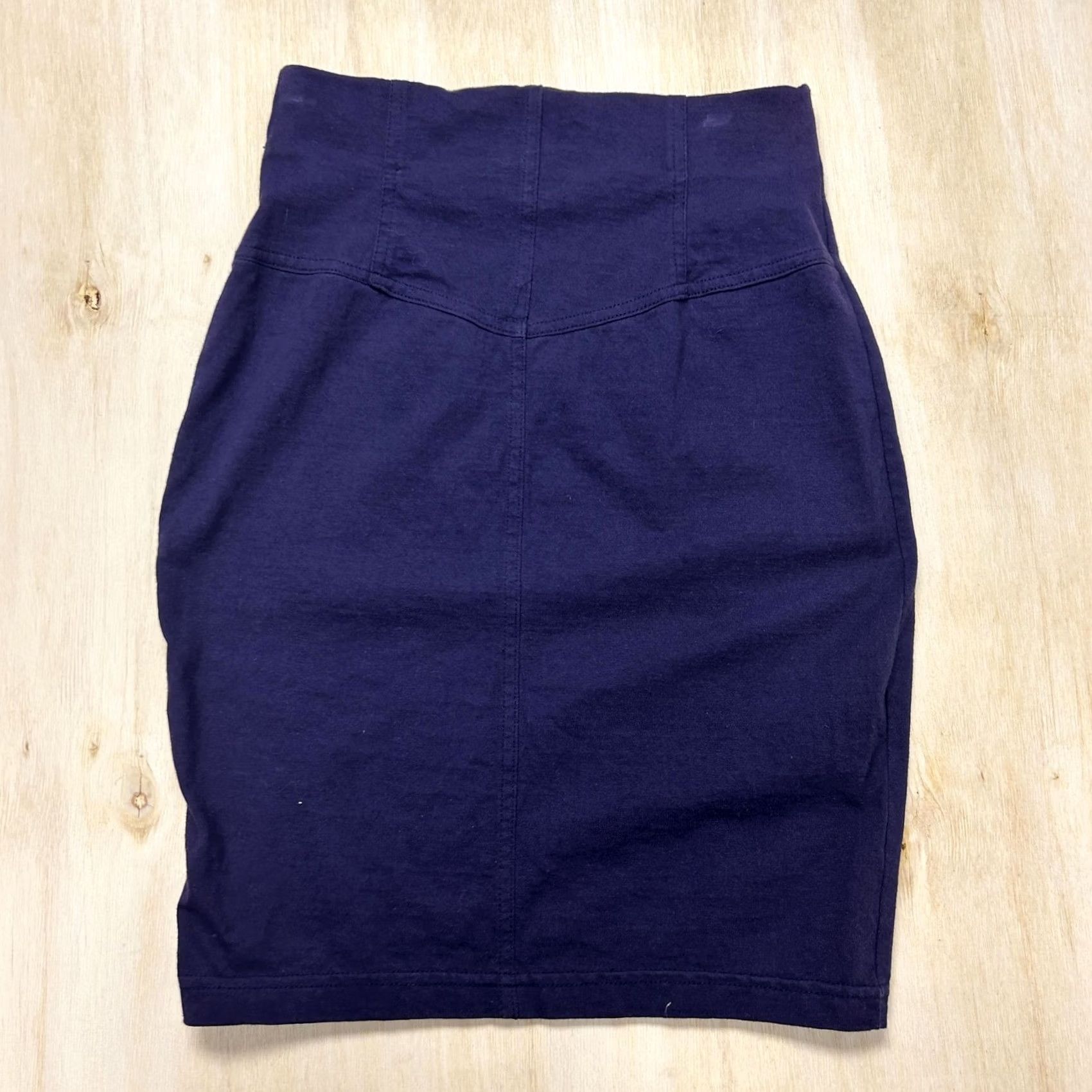 Vintage VINTAGE Necessary Objects Skirt Womens Med Blue Knit Pencil Knee Length Stretch Size 32" / US 10 / IT 46 - 4 Thumbnail
