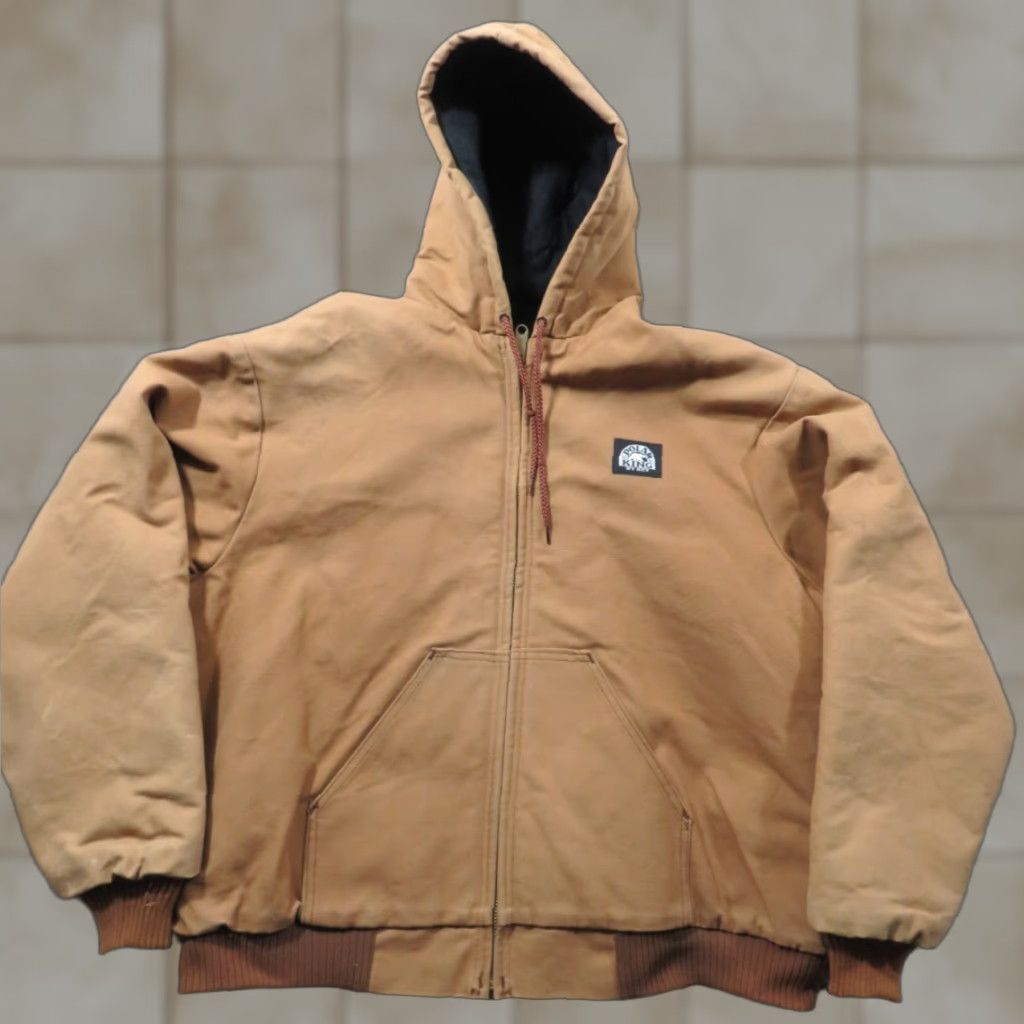 Walls VTG Walls Polar King Jacket 2XL Brown Hooded Insulated Canvas Bomber Workwear Men Regular Zip Size US XXL / EU 58 / 5 - 1 Thumbnail