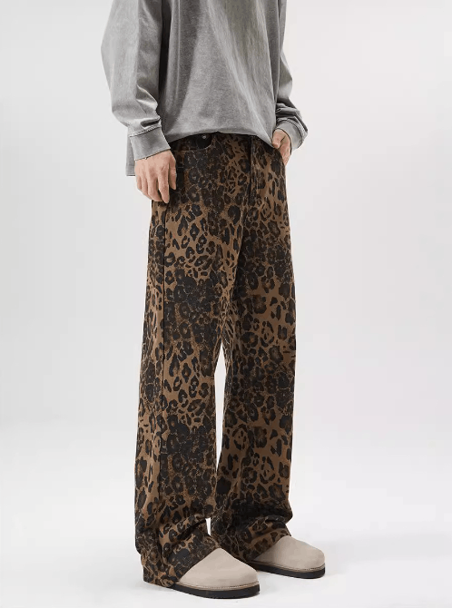 Japanese Brand × Jean Versatile leopard print loose straight wide-leg casual jeans Size US 32 / EU 48 - 3 Thumbnail