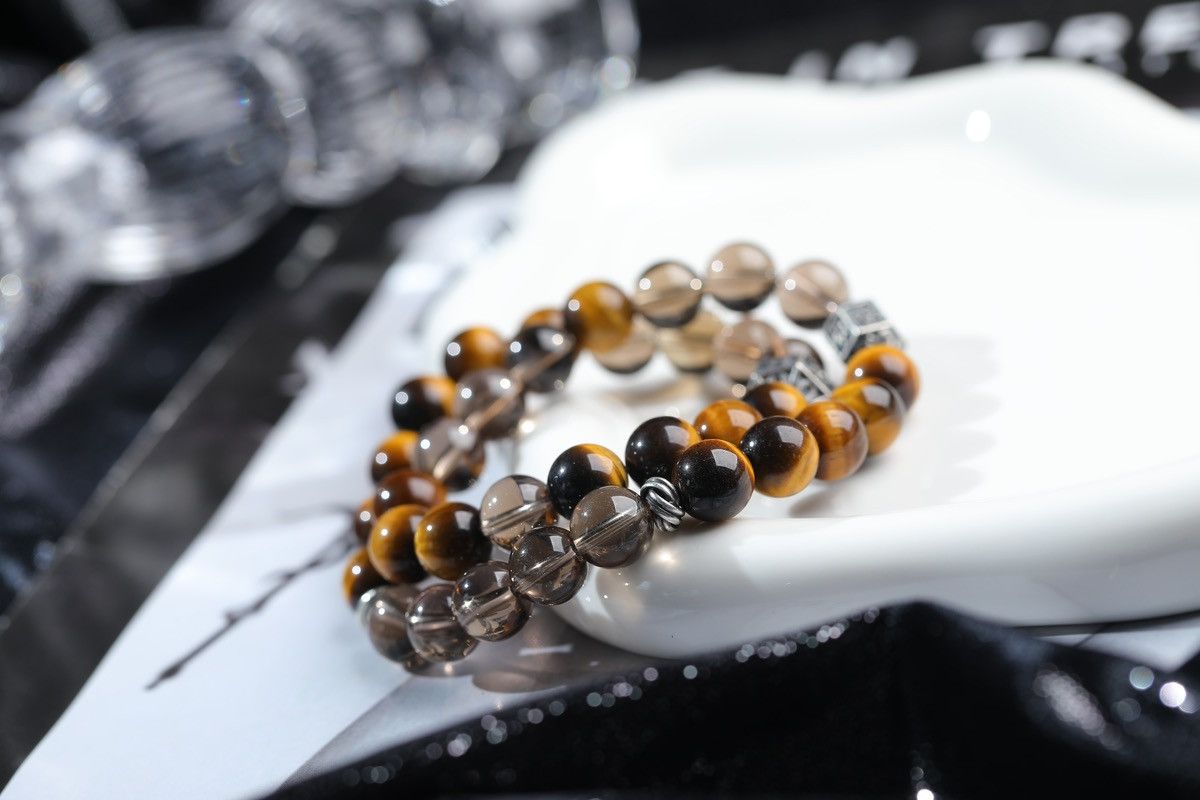 Other Tea Crystal & Tiger Eye Double Circle Bracelet Size ONE SIZE - 2 Thumbnail