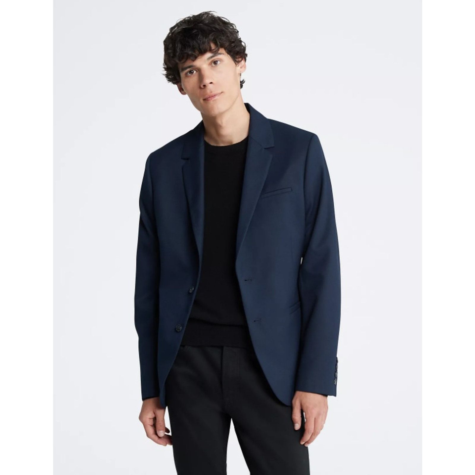 Calvin Klein Calvin Klein Men's Navy Slim-Fit Refined Twill Blazer XL Size 46R - 1 Thumbnail