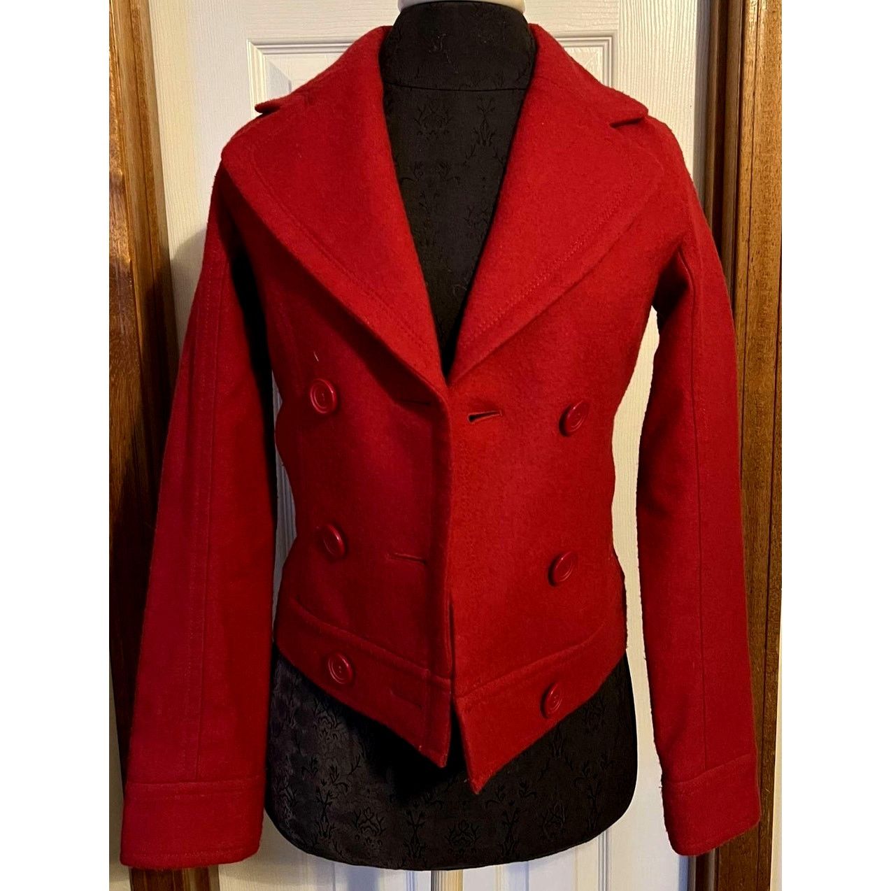BP. BP. Women’s Red Double-Breasted Peacoat – Size XS Size XS / US 0-2 / IT 36-38 - 2 Thumbnail