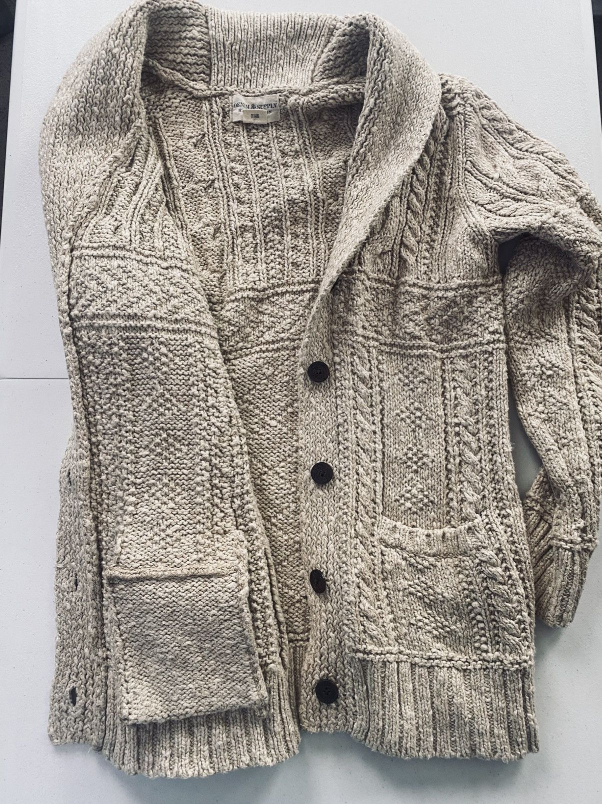 Denim & Supply Ralph Lauren Denim & Supply Ralph Lauren Shawl Cardigan Cable Knit M Vtg Size M / US 6-8 / IT 42-44 - 3 Thumbnail