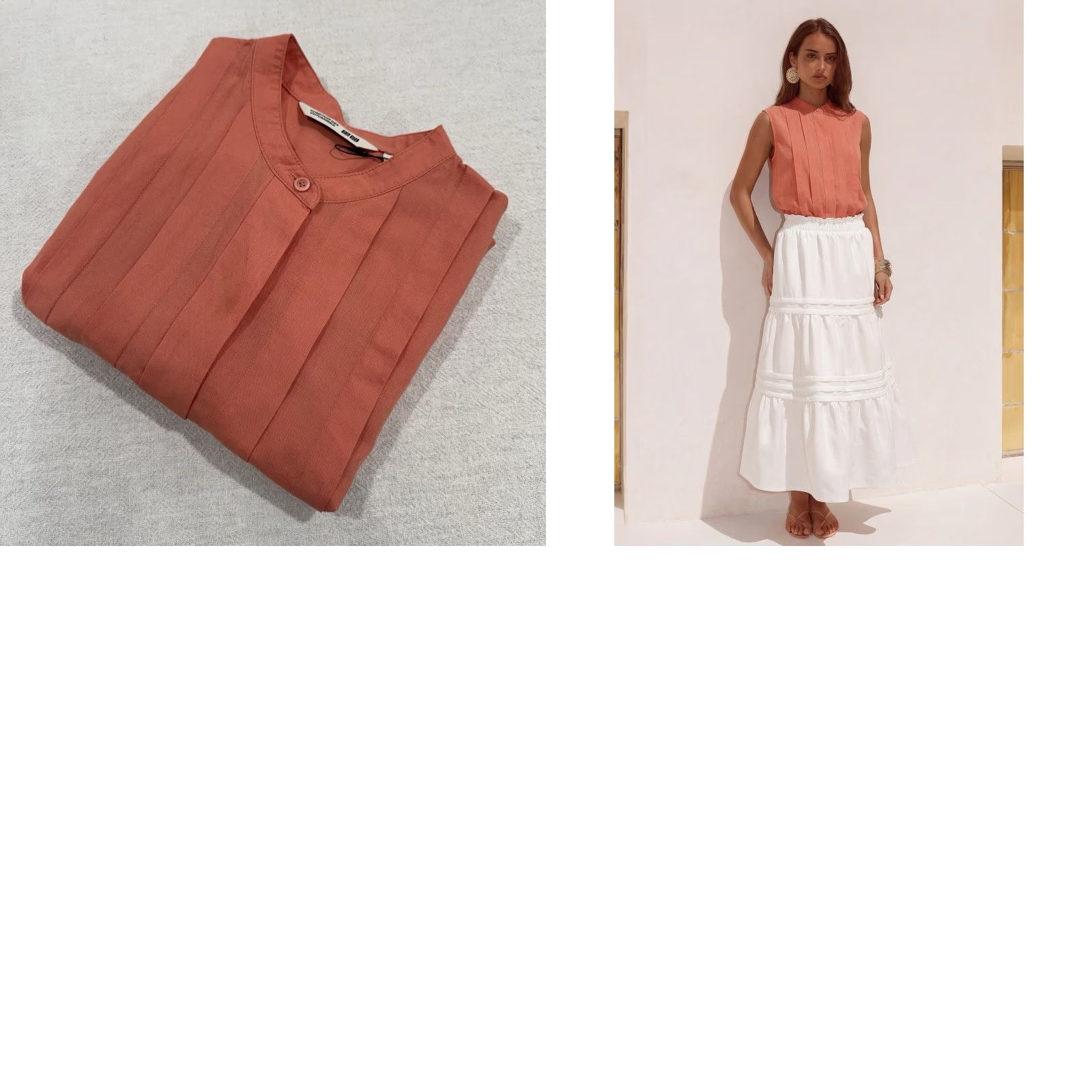 Uniqlo Uniqlo Blouse Shirt Womens Sleeveless Round Neck Button Relaxed Fit Peach Red Linen Cotton Viscose M Regular Size M / US 6-8 / IT 42-44 - 8 Thumbnail