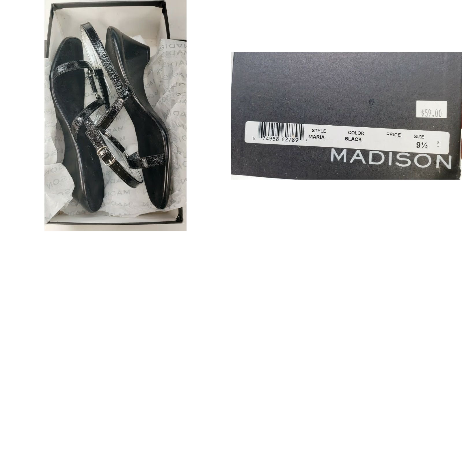 Madison Madison Maria Women's Heeled Strappy Sandal Size 9M Black Dress Straps Open Toe Buckle Heel Wedge Size M / US 6-8 / IT 42-44 - 8 Thumbnail