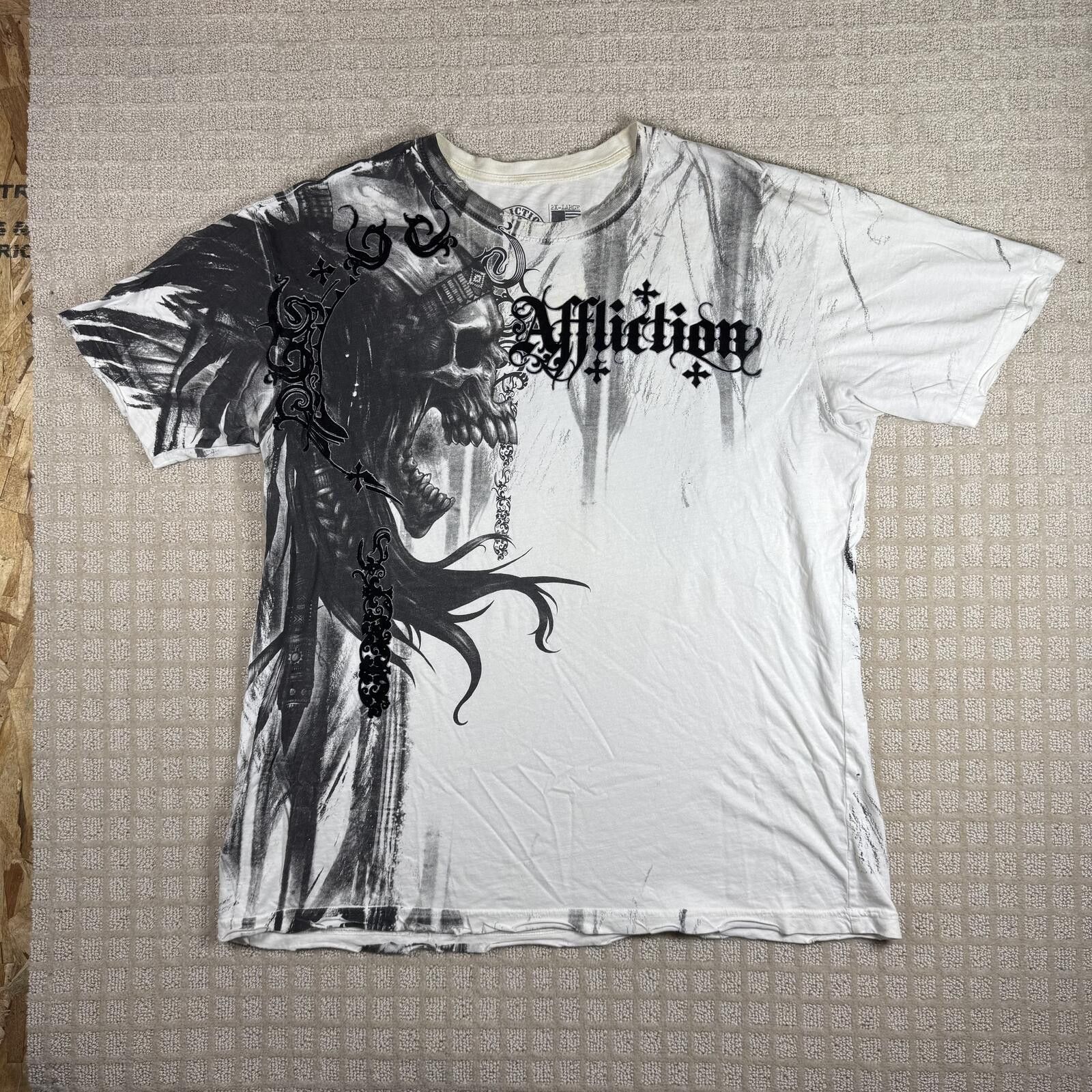 Affliction Y2K Affliction Skull Axes T Shirt 2XL Size US XXL / EU 58 / 5 - 1 Thumbnail