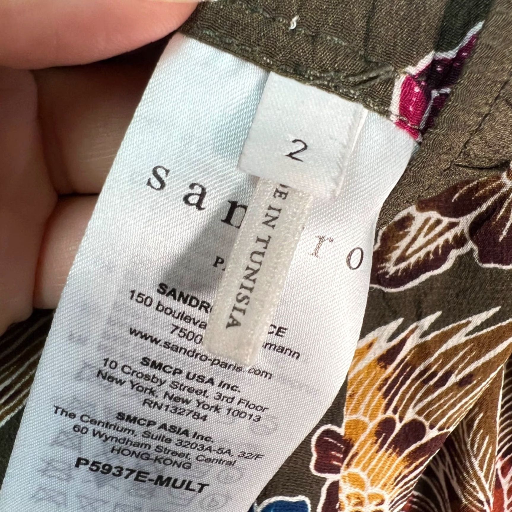 Sandro Sandro Paris Womens Silk Trousers Pants 2 Floral Bird Print Brown Inseam 30" High Rise Ankle Tapered Front Flat Front Mens Womens? Size 26" / US 2 / IT 38 - 4 Thumbnail