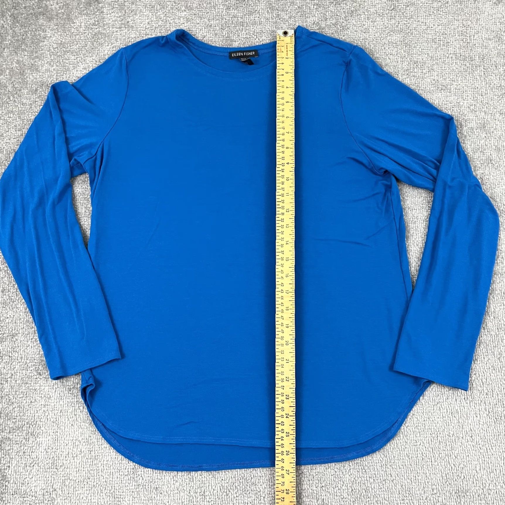 Eileen Fisher VINTAGE Eileen Fisher Blouse Women Large Blue Viscose Lycra Stretch Crew Long Sleeve Casual Top Size L / US 10 / IT 46 - 4 Thumbnail