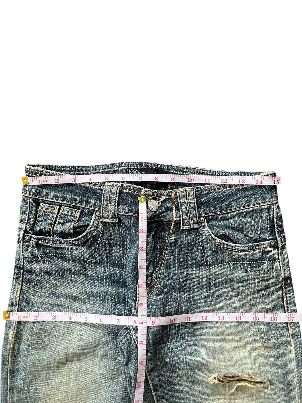 Edwin Vintage Vienus Mud Wash Distress Low Rise Flare Jeans Size 30" / US 8 / IT 44 - 6 Thumbnail