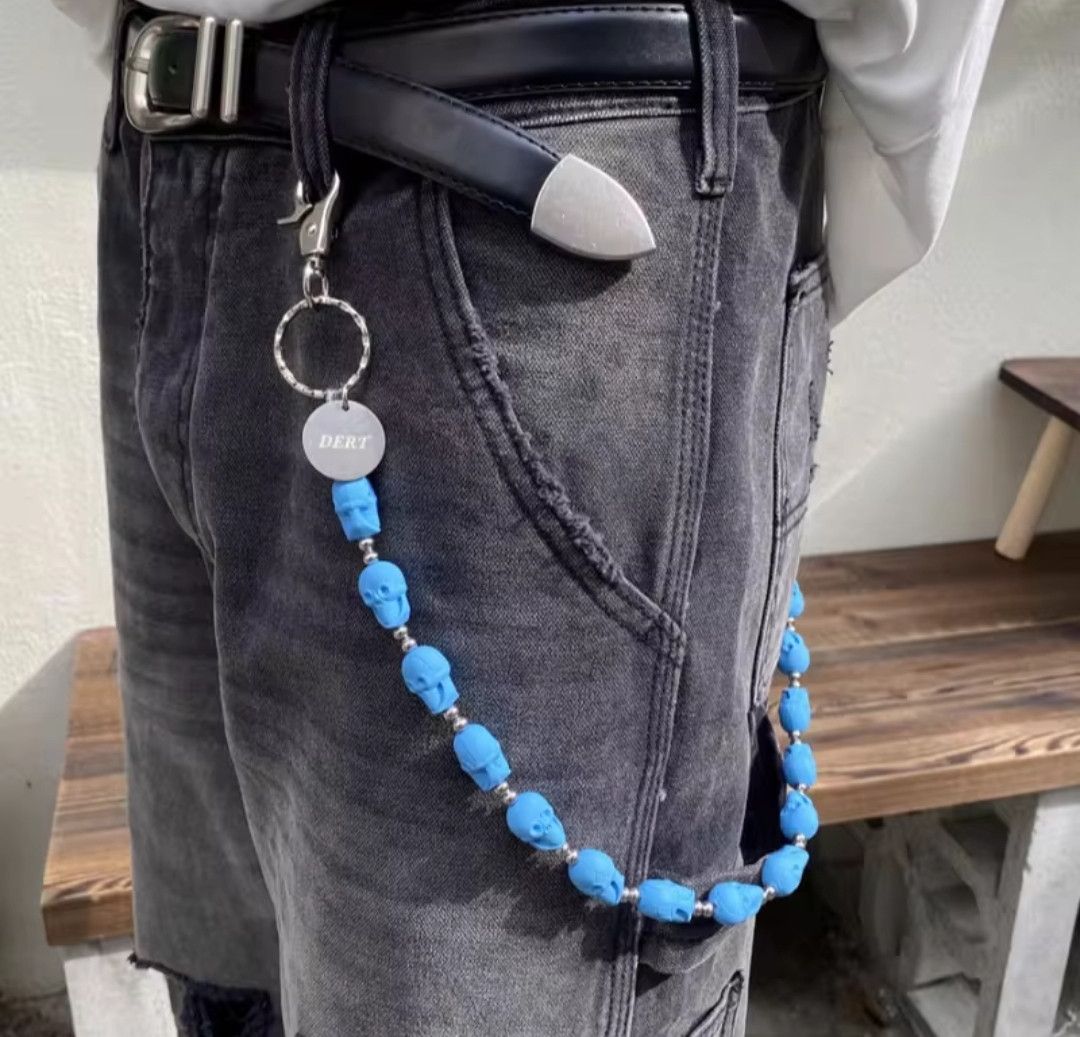 Vintage Blue Chilling Skull Wallet Jeans Streetwear Chain Size ONE SIZE - 1 Thumbnail