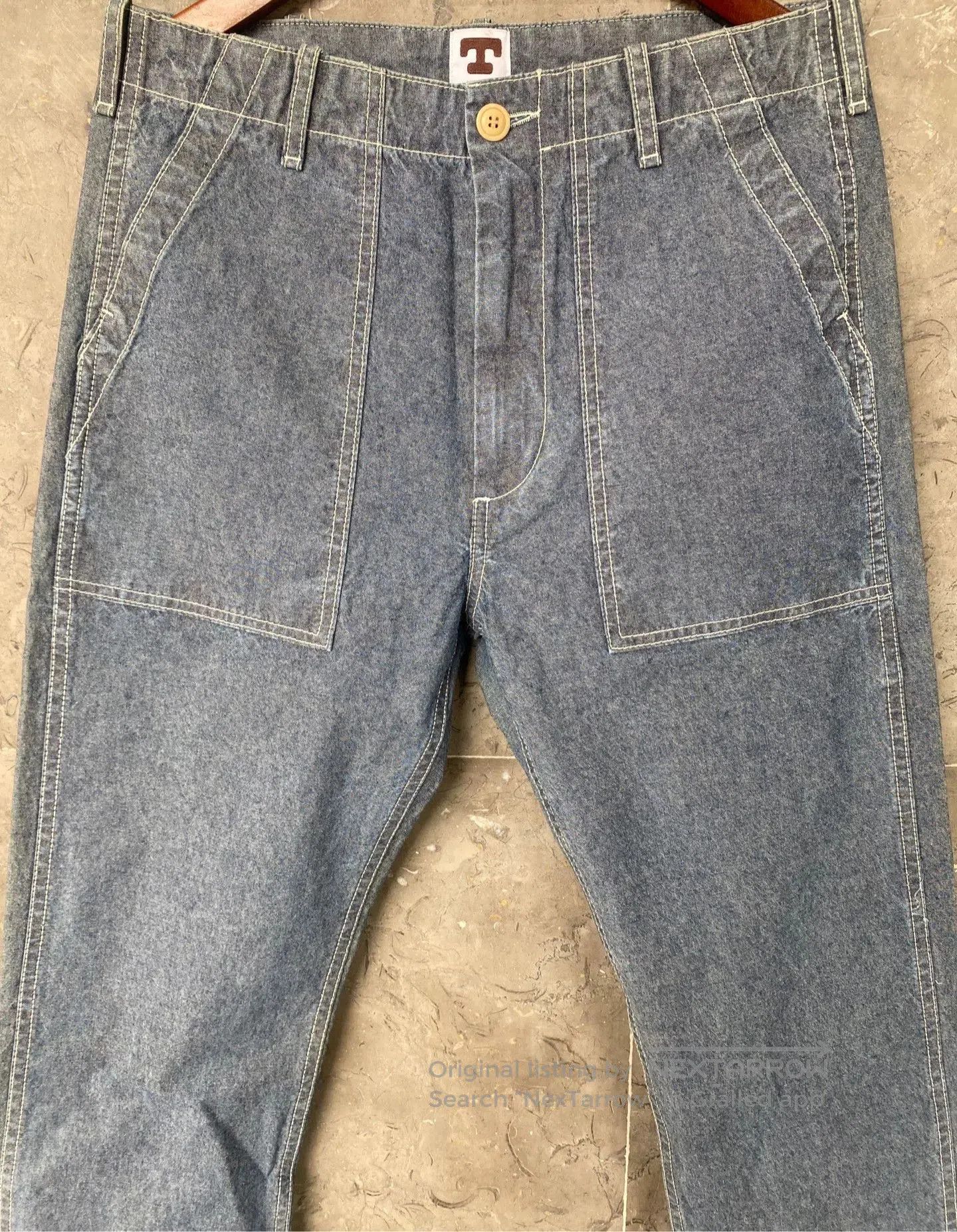 Tellason TELLASON Washed Blue Cotton Military Pants. Size US 29 - 2 Thumbnail